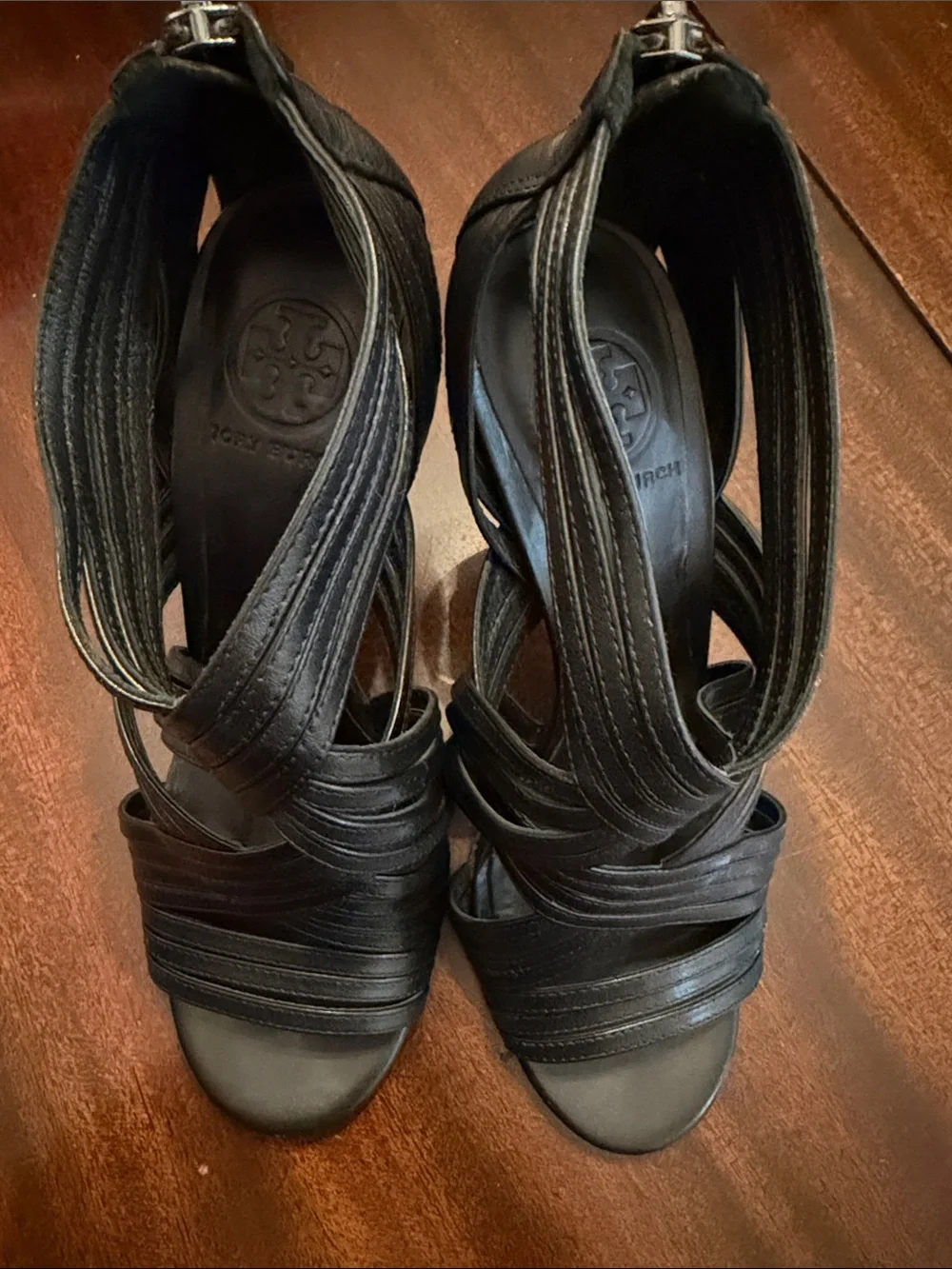 Tory Burch Black Leather Caged 